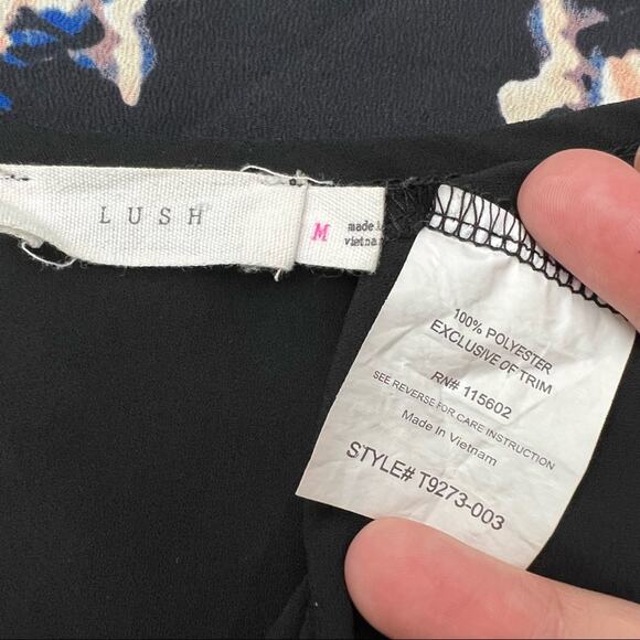 Lush MEDIUM Black Sheer Industrial Sleeveless Bronze Metal Statement Top Blouse - Picture 5 of 5